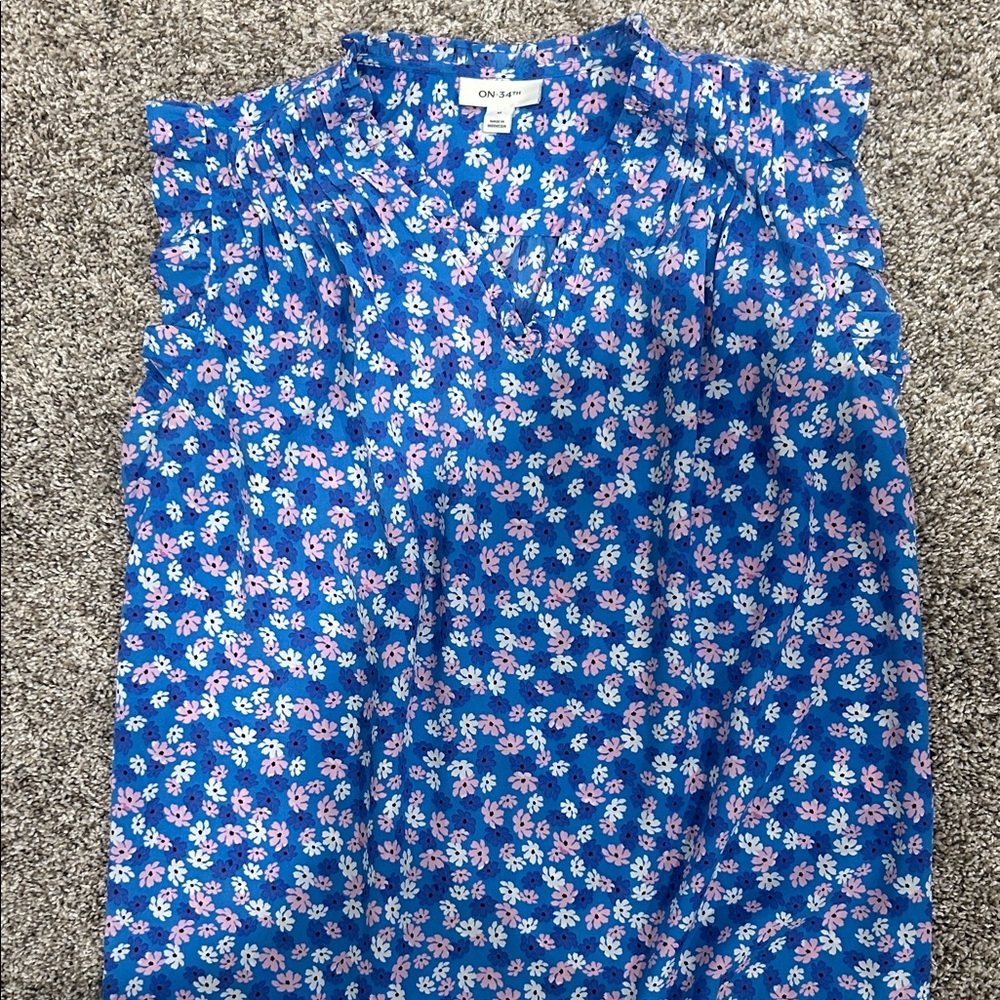 One September Blue Floral Blouse
